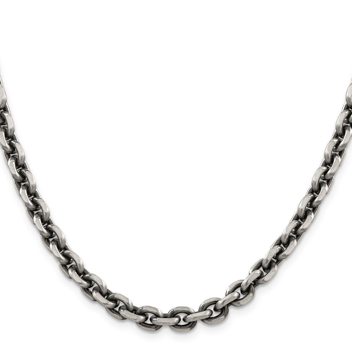 925 White Gold 7 mm Solid Chain Necklace