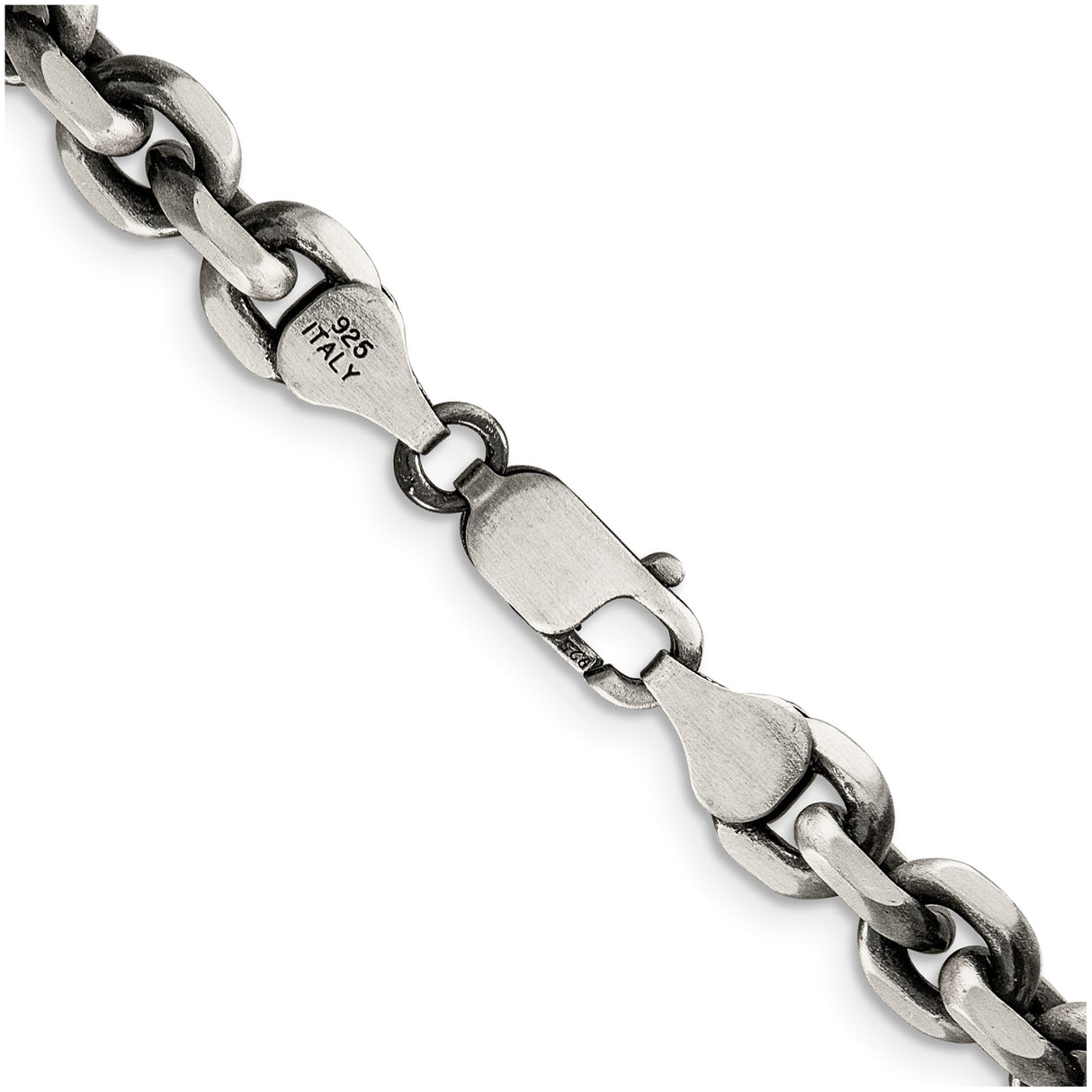 925 White Gold 7 mm Solid Chain Necklace alternate angle