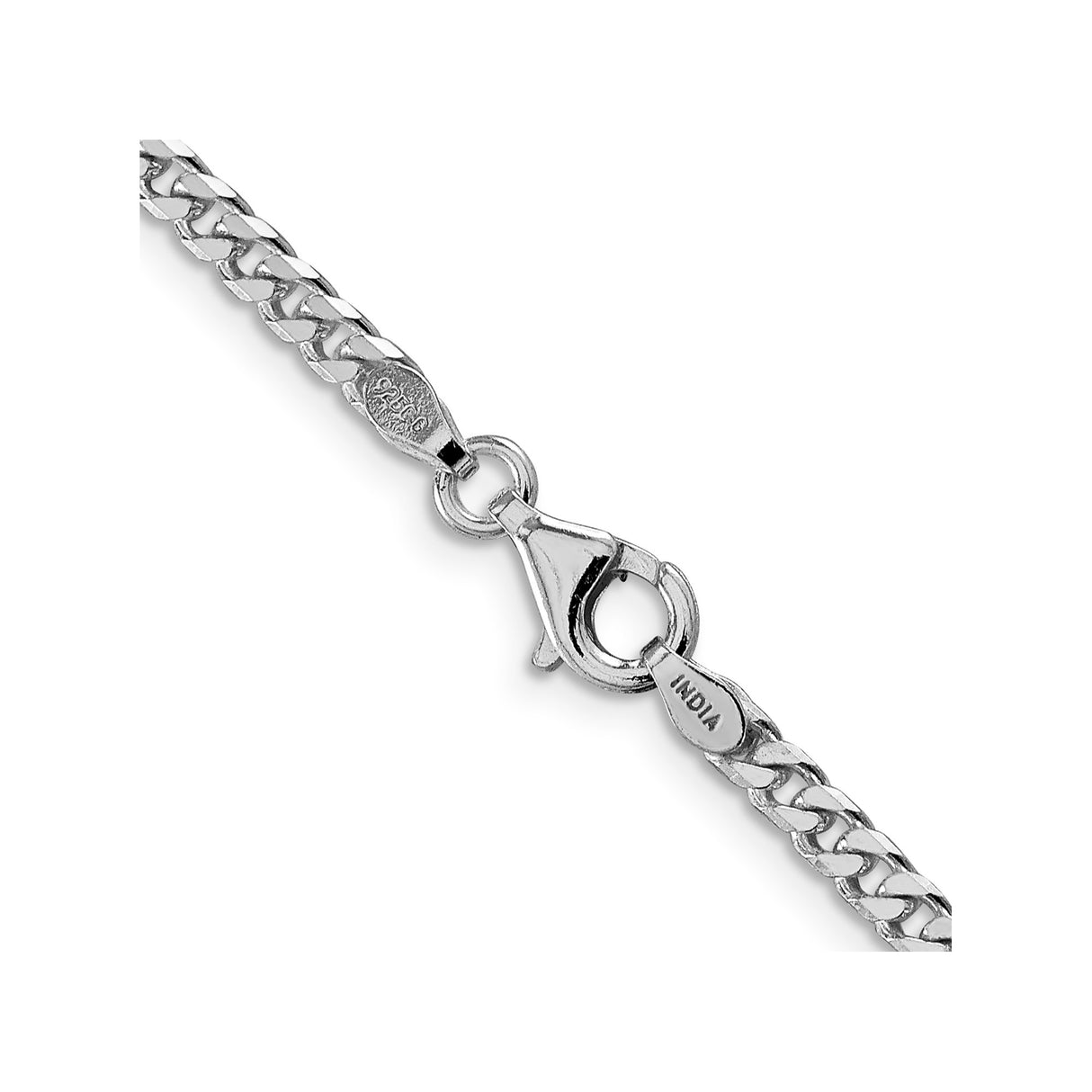 925 White Gold 3.15 mm Curb Chain Necklace, Polished alternate angle