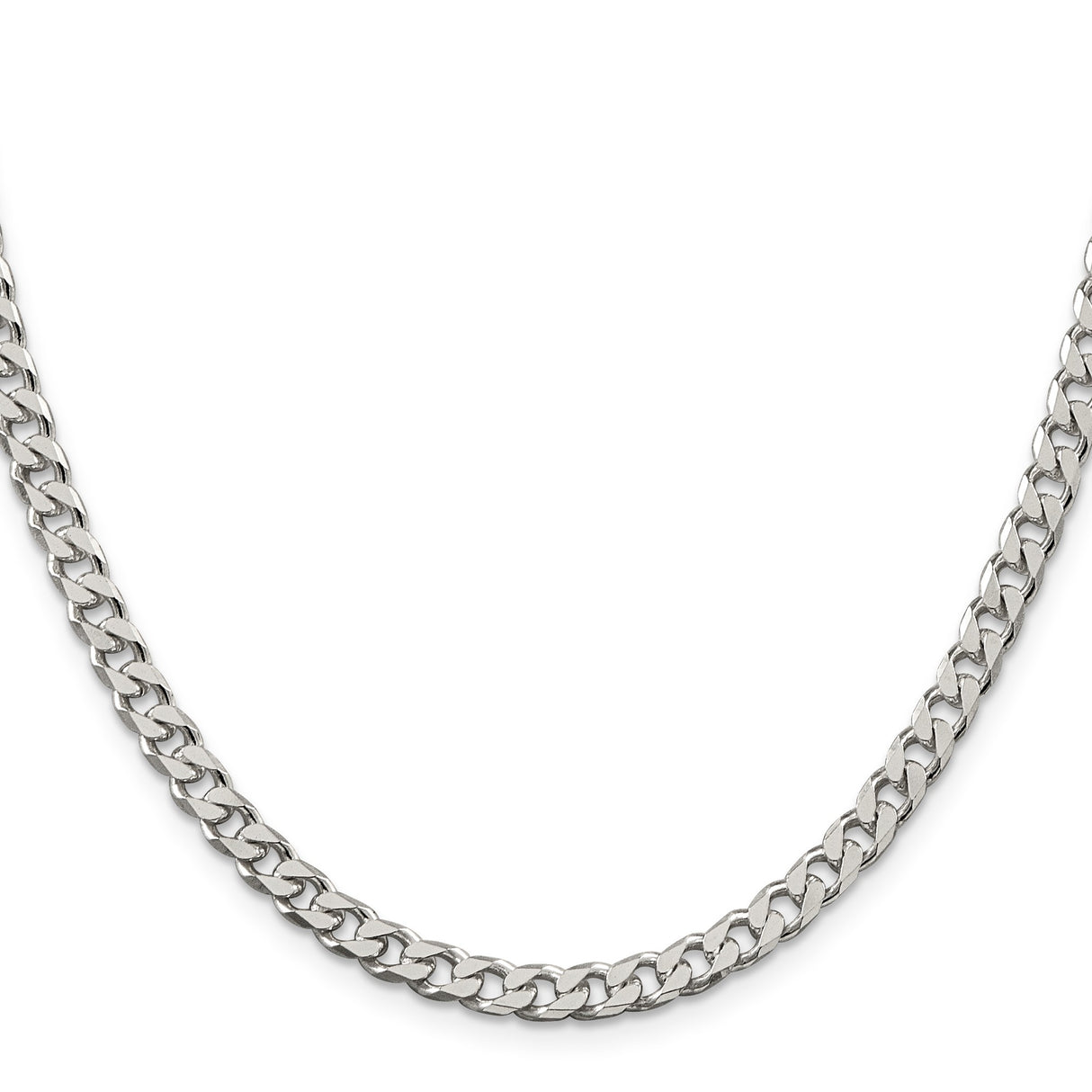 925 White Gold 5 mm Curb Chain Necklace, Polished