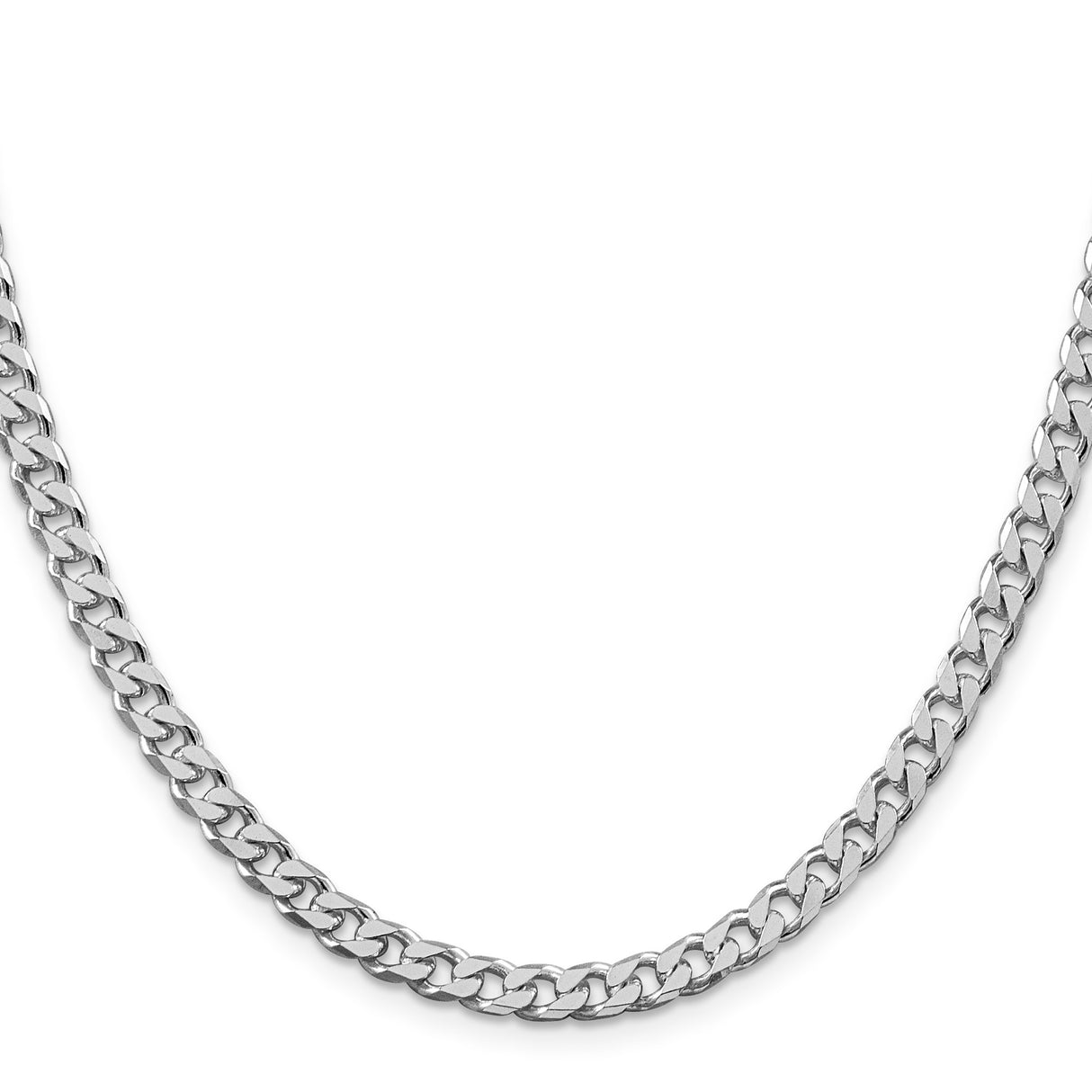 925 White Gold 5 mm Curb Chain Necklace, Polished