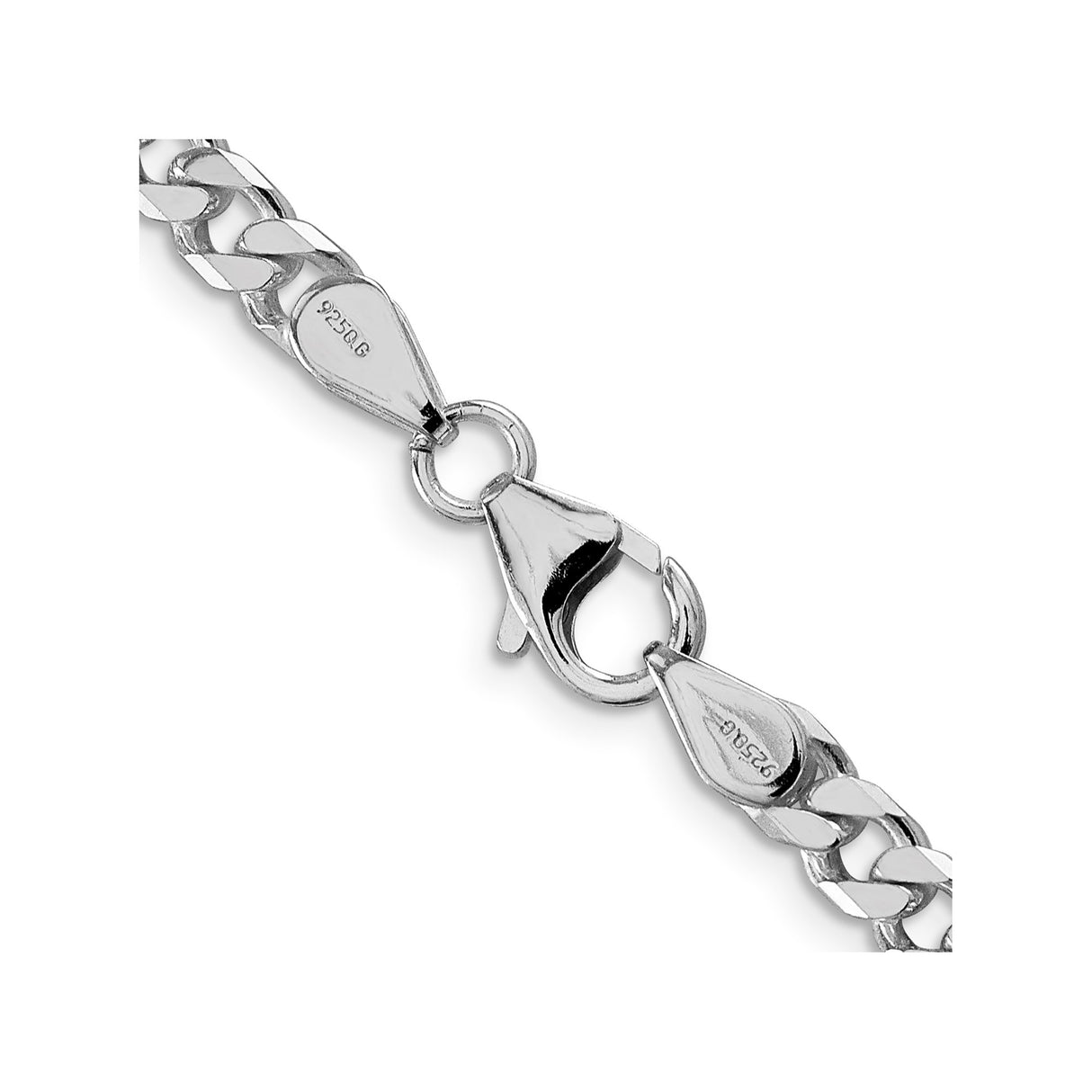 925 White Gold 5 mm Curb Chain Necklace, Polished alternate angle