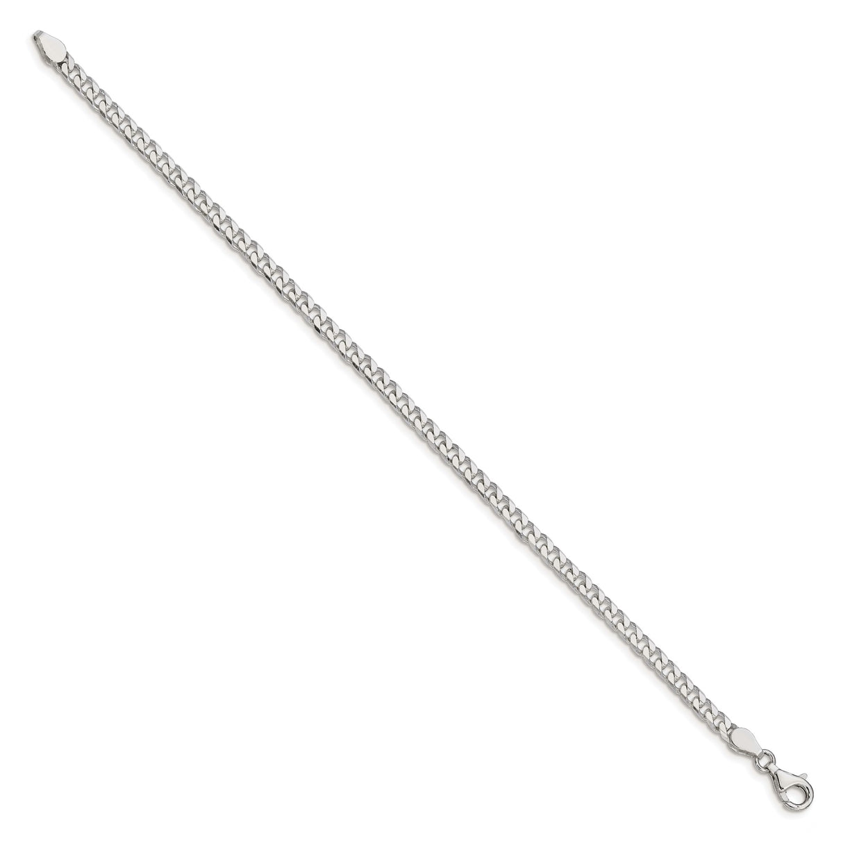 925 White Gold 3.5 mm Curb Chain Bracelet, Polished