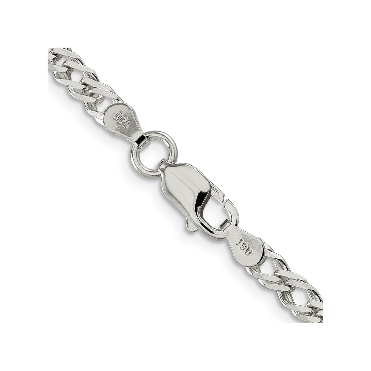 925 White Gold 4.25 mm Curb Chain Necklace, Polished alternate angle