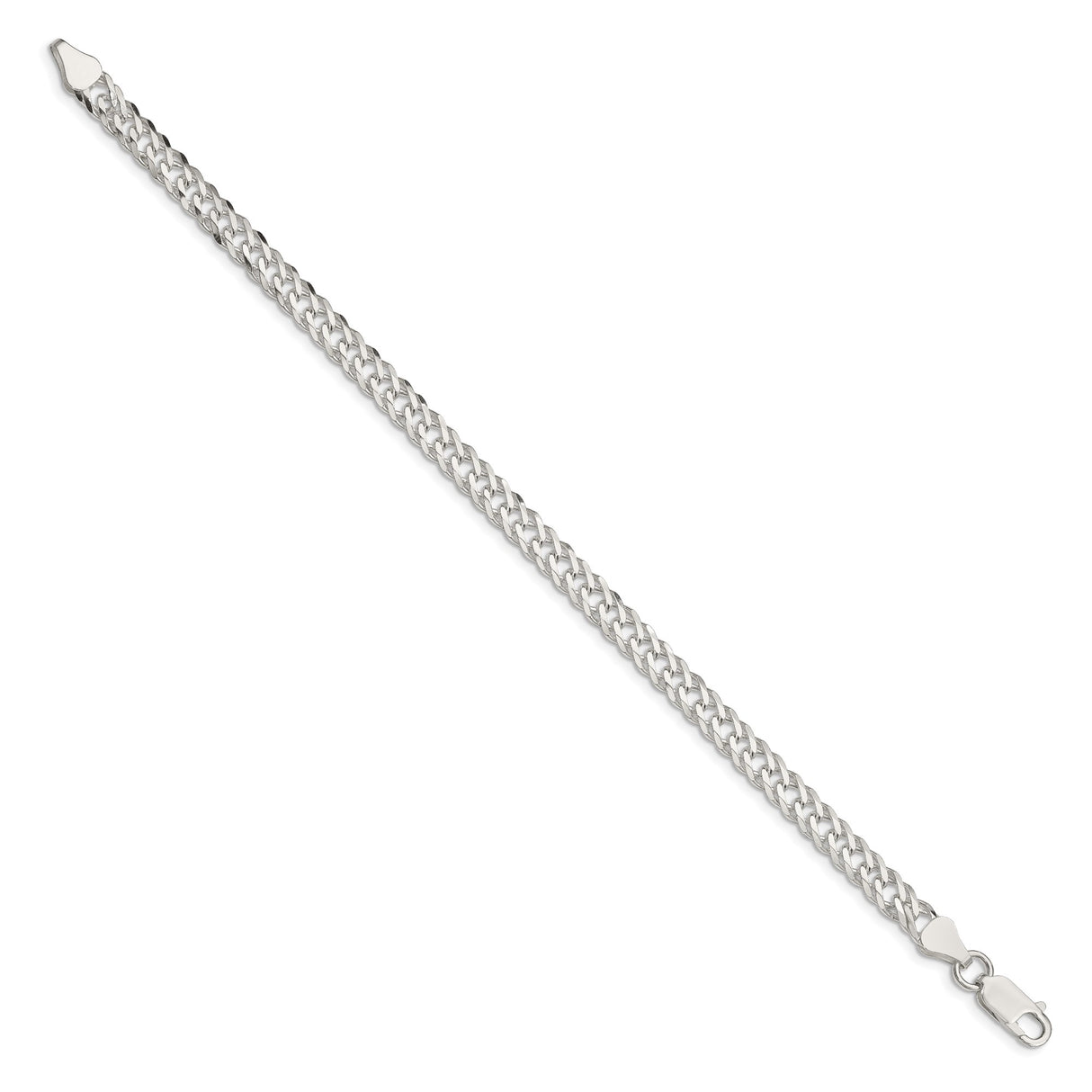 925 White Gold 5.65 mm Curb Chain Bracelet, Polished
