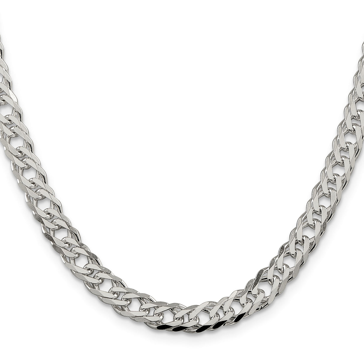 925 White Gold 6.25 mm Curb Chain Necklace, Polished