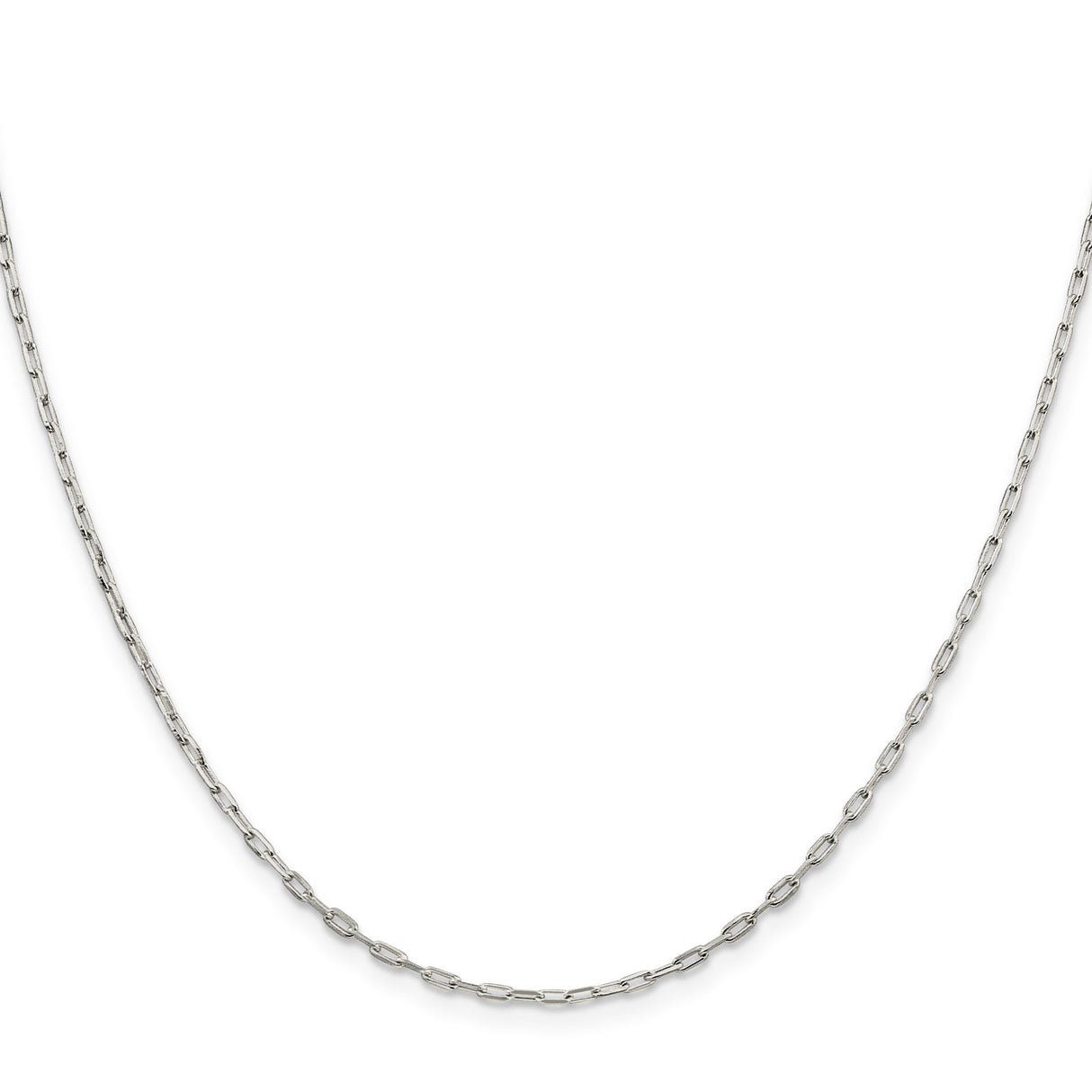 925 White Gold 1.75 mm Polished Chain Necklace, Solid