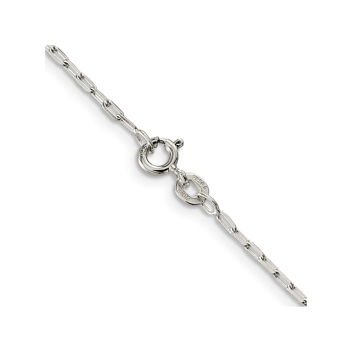 925 White Gold 1.75 mm Polished Chain Necklace, Solid alternate angle
