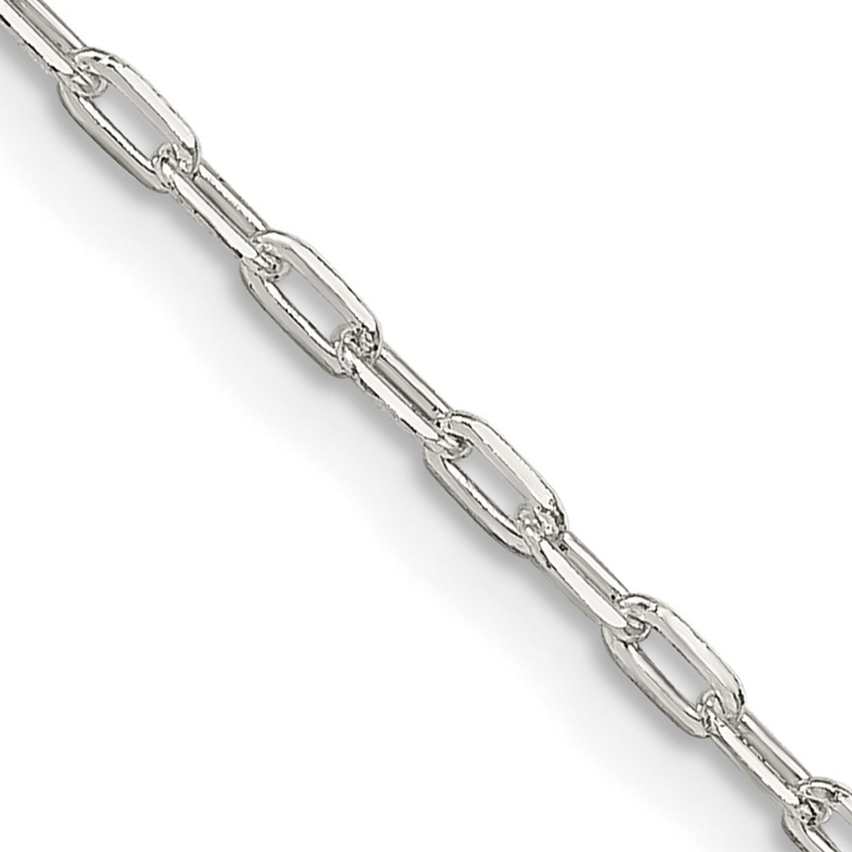 925 White Gold 1.75 mm Polished Chain Necklace, Solid detail view