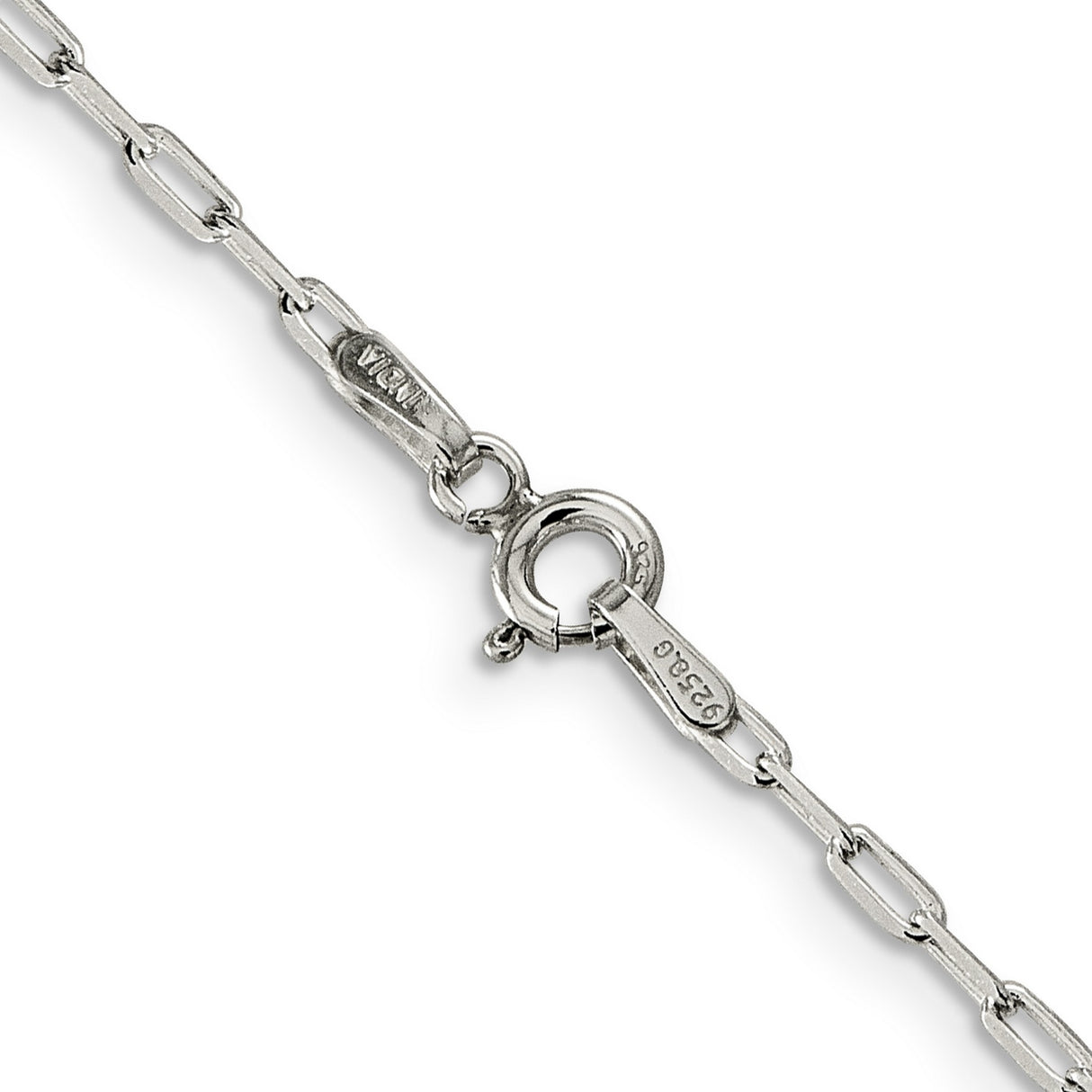 925 White Gold 2 mm Polished Chain Necklace, Solid alternate angle