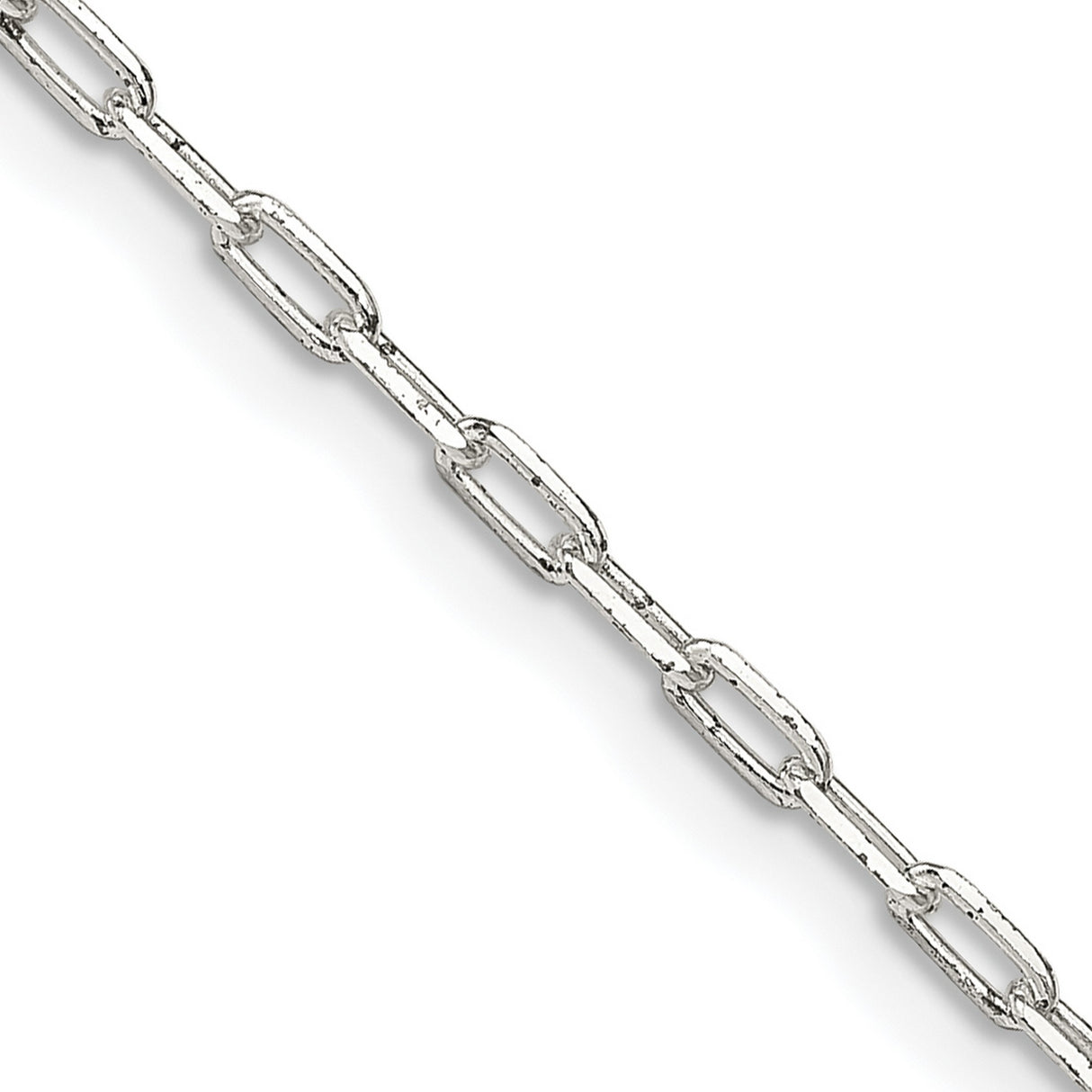 925 White Gold 2 mm Polished Chain Necklace, Solid detail view