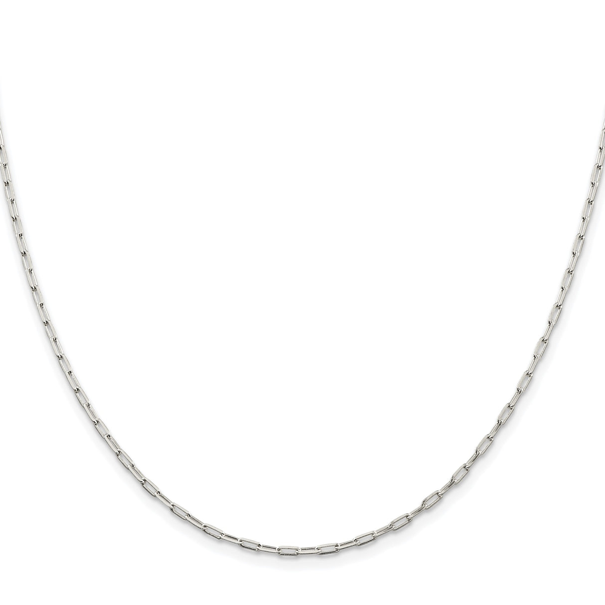 925 White Gold 2 mm Polished Chain Necklace