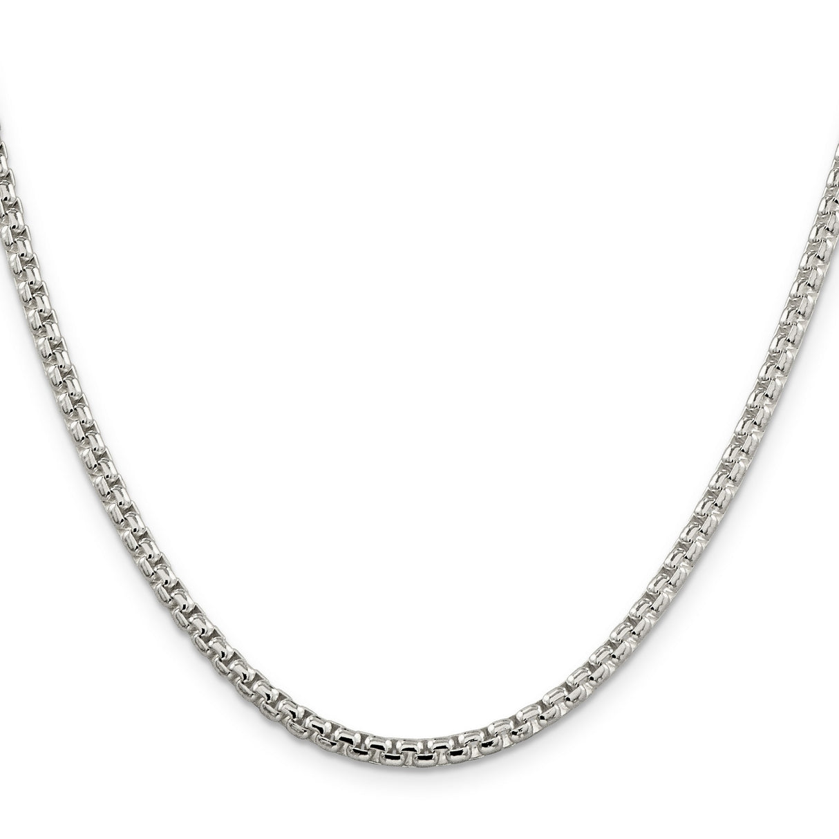925 White Gold 3.6 mm Box Chain Necklace, Polished