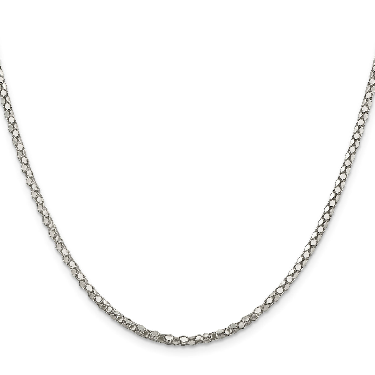 925 White Gold 2.5 mm Polished Chain Necklace, Solid