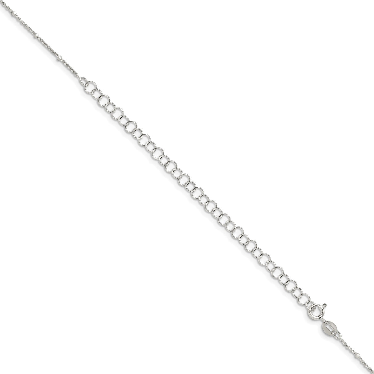 925 White Gold 1.25 mm Polished Chain Necklace, Solid detail view