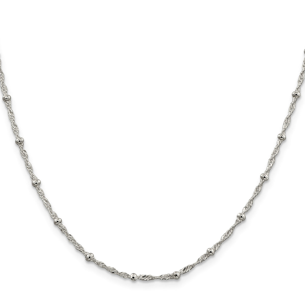 925 White Gold 2.5 mm Singapore Chain Necklace, Polished