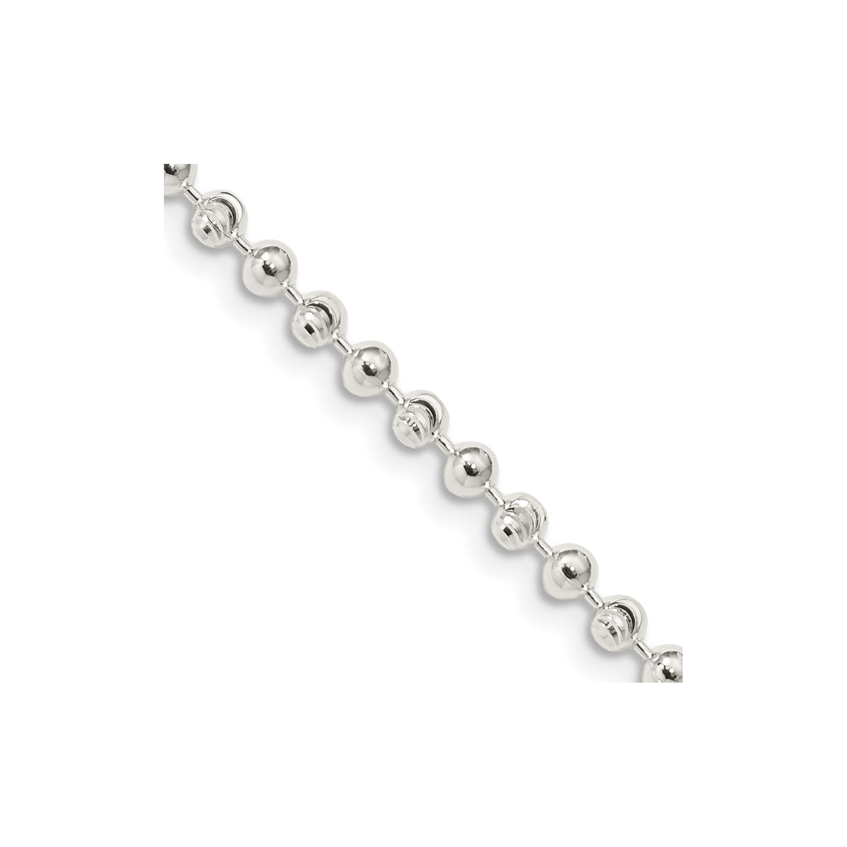 925 White Gold 3 mm Polished Chain Necklace, Solid detail view