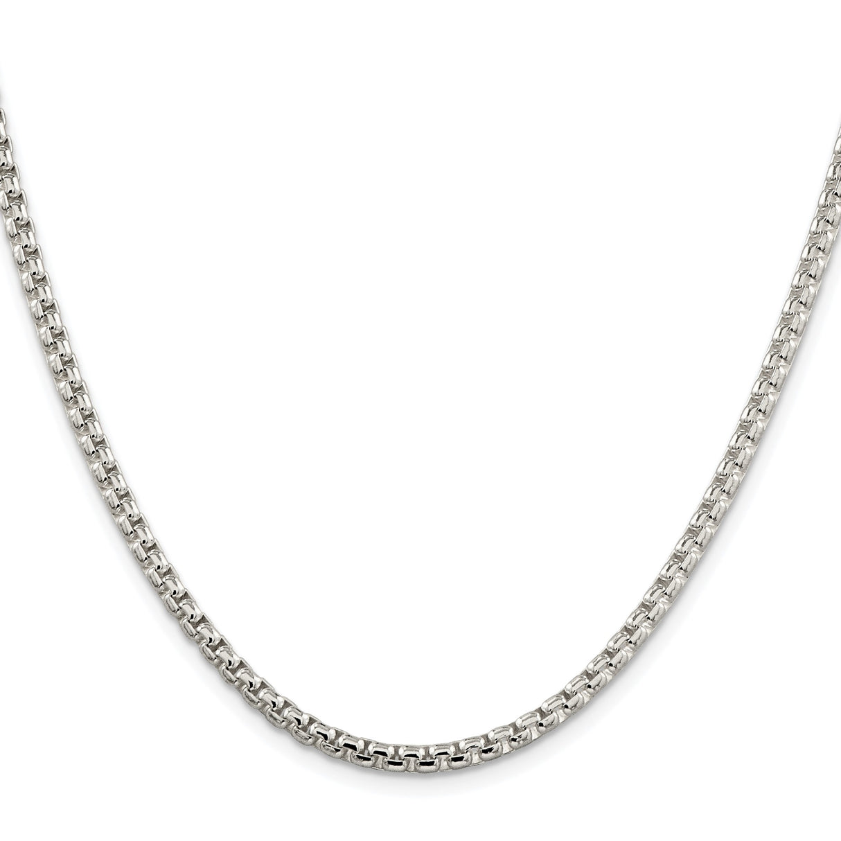 925 White Gold 3.6 mm Box Chain Necklace, Polished