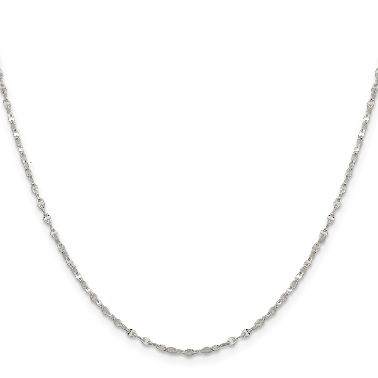 925 White Gold 1.75 mm Polished Chain Necklace, Solid