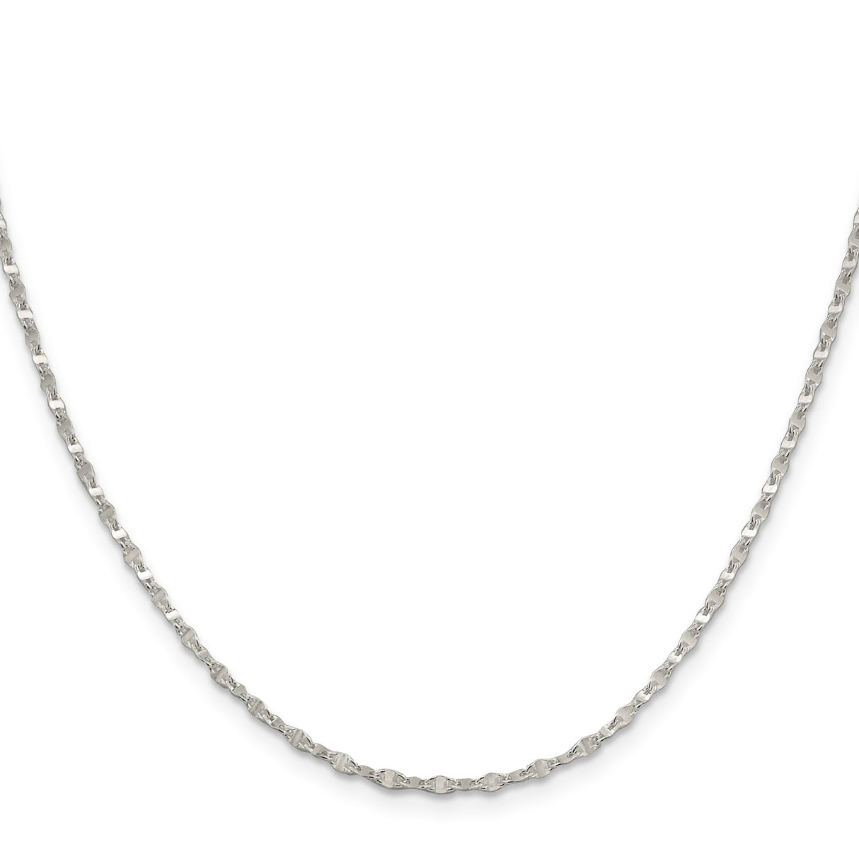 925 White Gold 2.25 mm Polished Chain Necklace, Solid