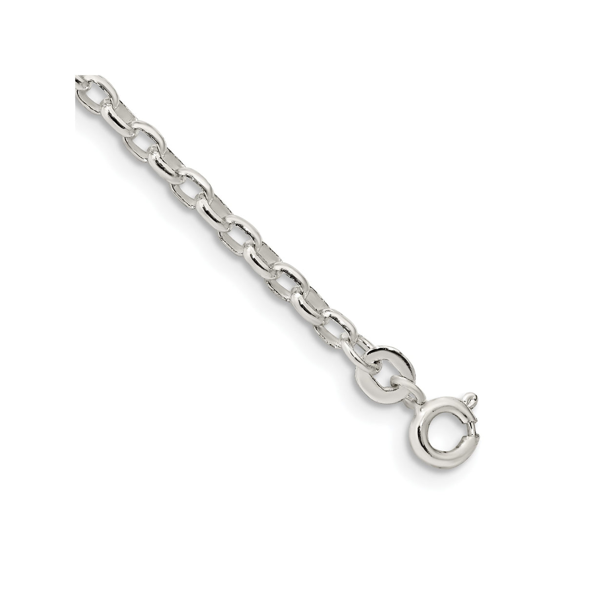925 White Gold 2.75 mm Polished Chain Bracelet, Solid shown for scale