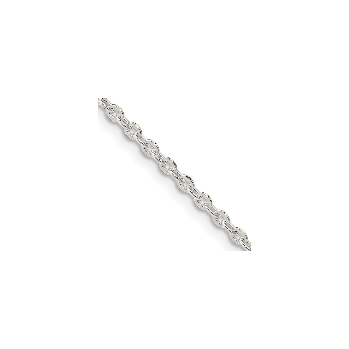 925 White Gold 2 mm Polished Chain Necklace, Solid detail view