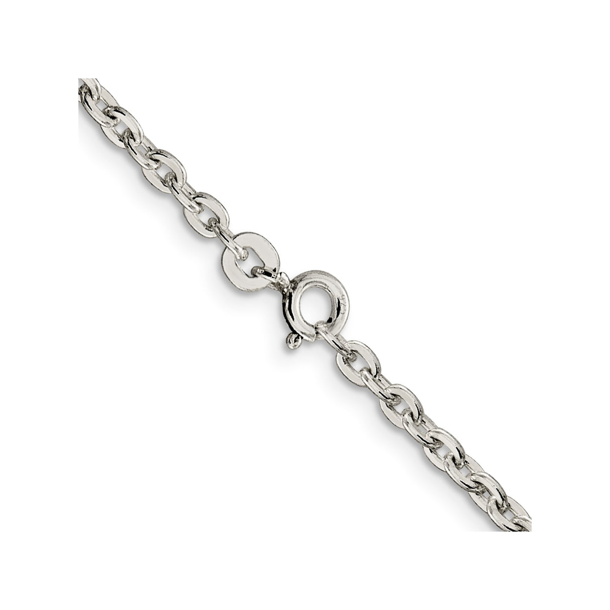 925 White Gold 2.75 mm Polished Chain Necklace, Solid alternate angle