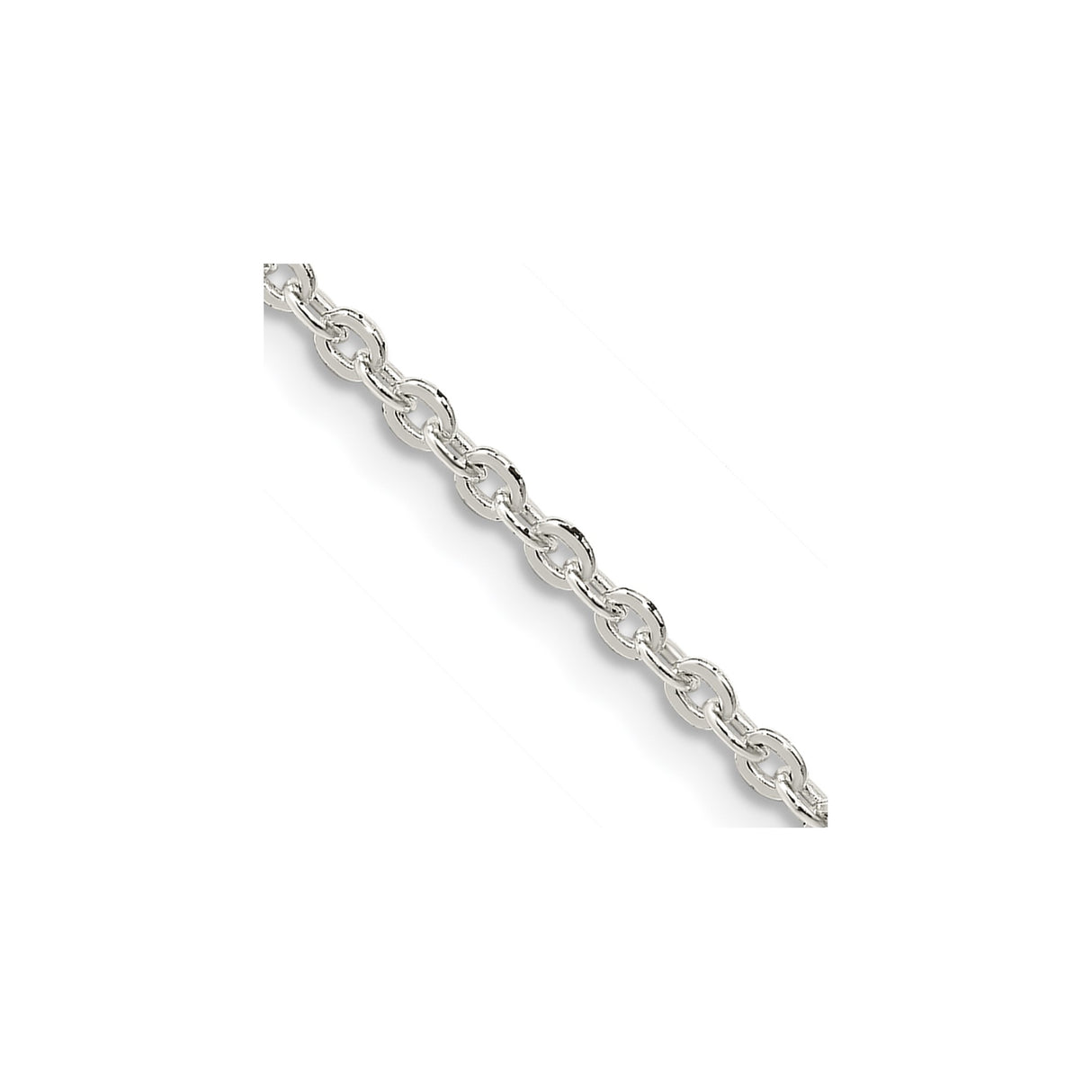 925 White Gold 2.75 mm Polished Chain Necklace, Solid detail view