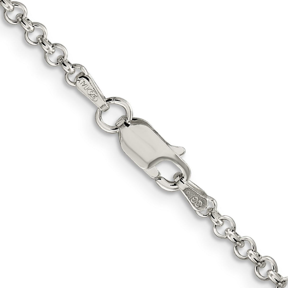925 White Gold 2.8 mm Polished Chain Necklace, Solid alternate angle