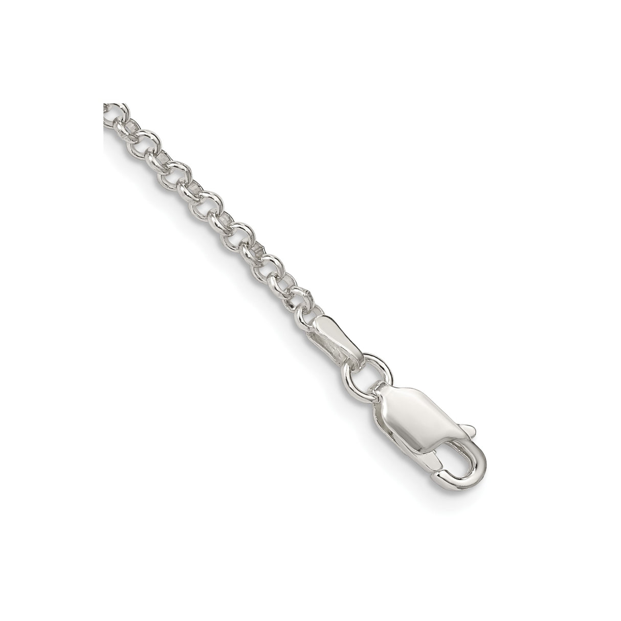 925 White Gold 2.8 mm Polished Chain Anklet, Solid shown for scale