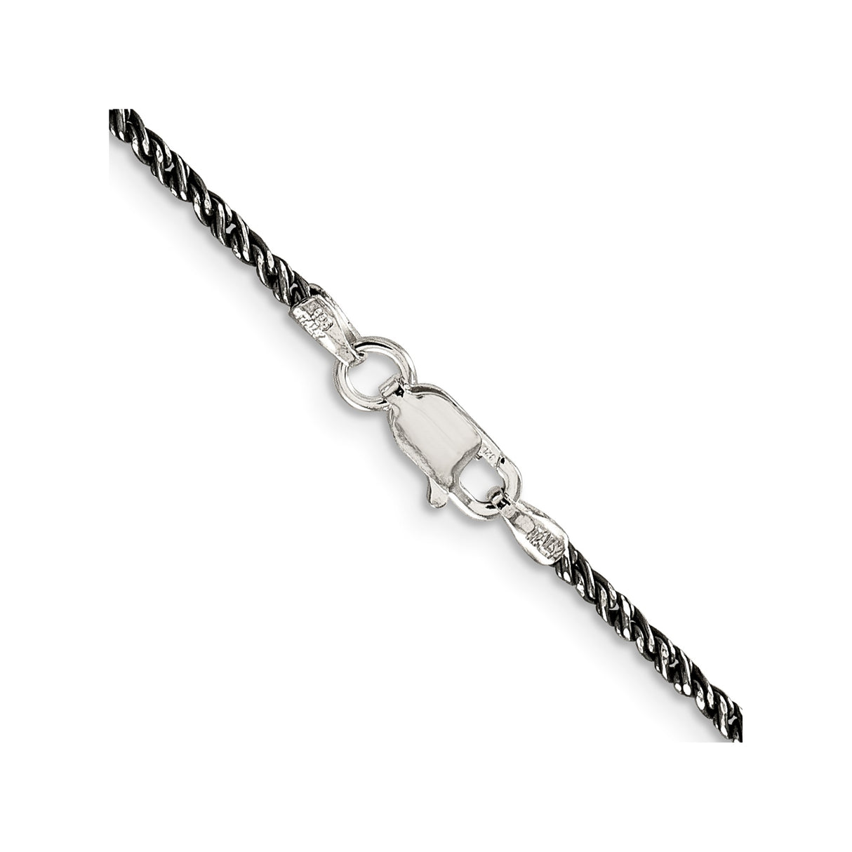 925 White Gold 1.7 mm Polished Chain Necklace, Solid alternate angle