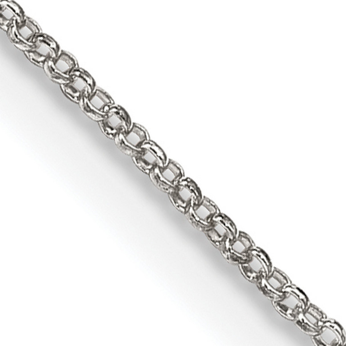 925 White Gold 1.1 mm Polished Chain Necklace, Solid detail view