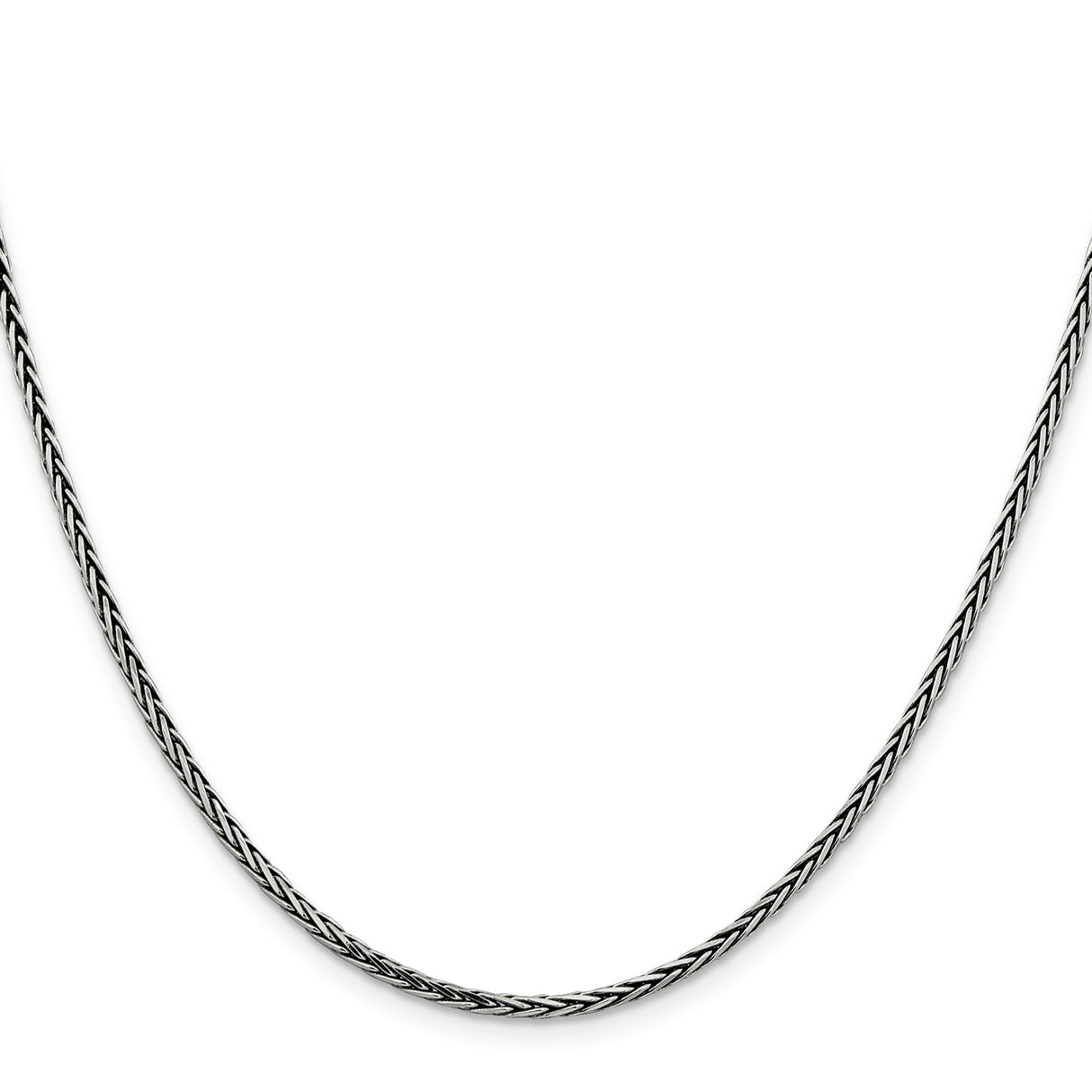 925 White Gold 2.2 mm Solid Chain Necklace