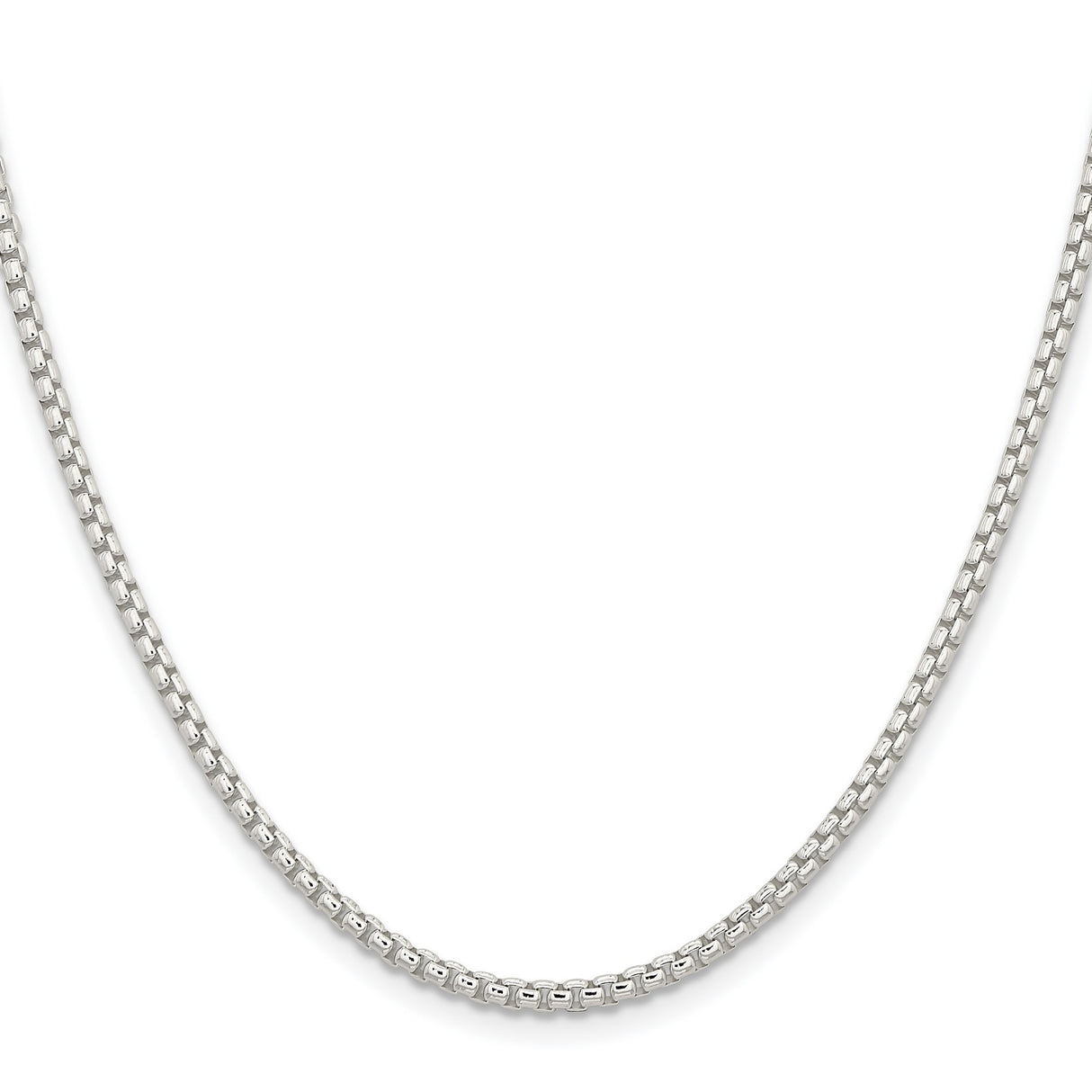 925 White Gold 2.6 mm Box Chain Necklace, Polished