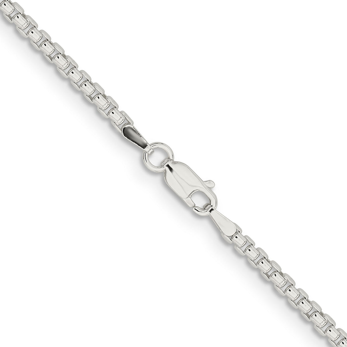 925 White Gold 2.6 mm Box Chain Necklace, Polished alternate angle