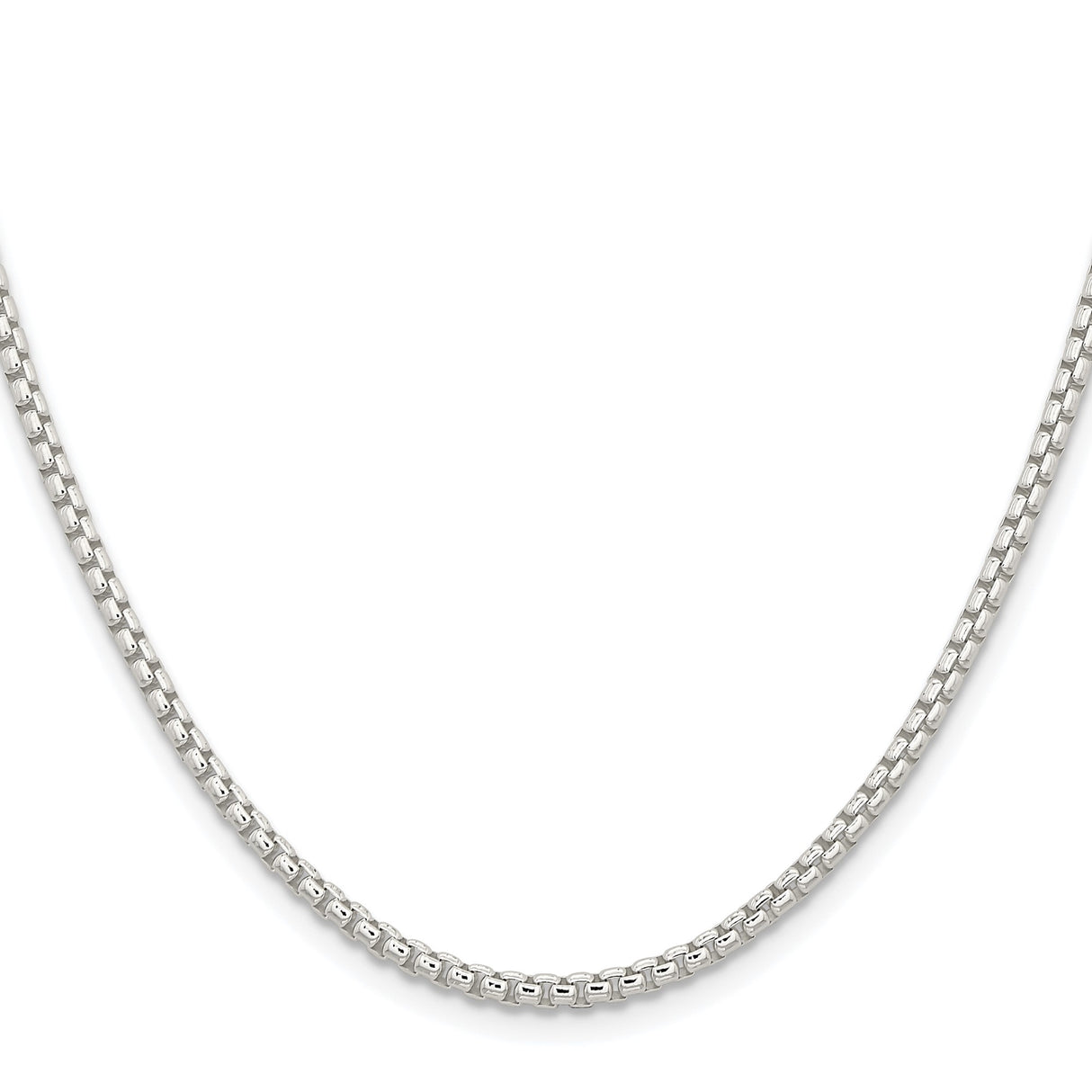 925 White Gold 2.6 mm Box Chain Necklace, Polished