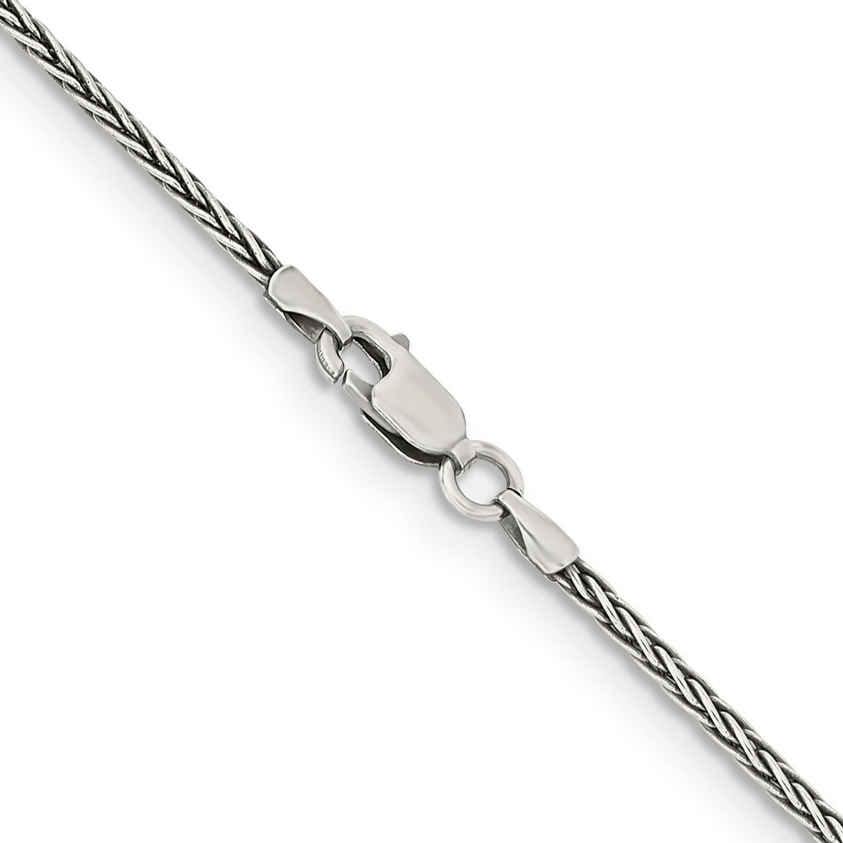 925 White Gold 1.6 mm Solid Chain Necklace alternate angle