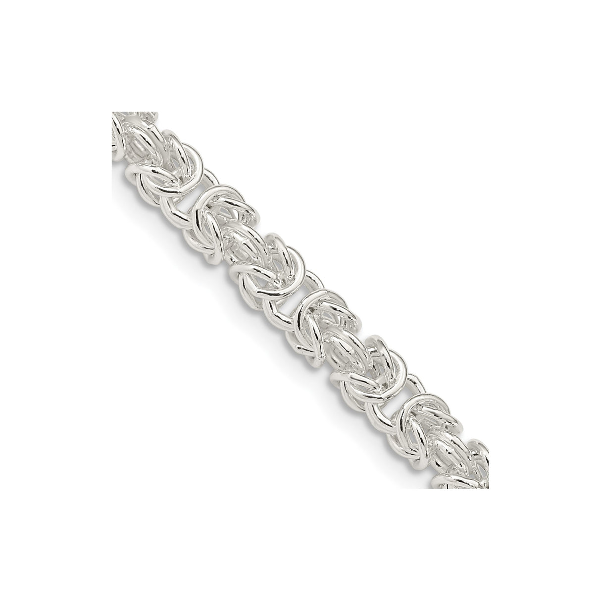 925 White Gold 4.75 mm Polished Chain Necklace, Solid detail view