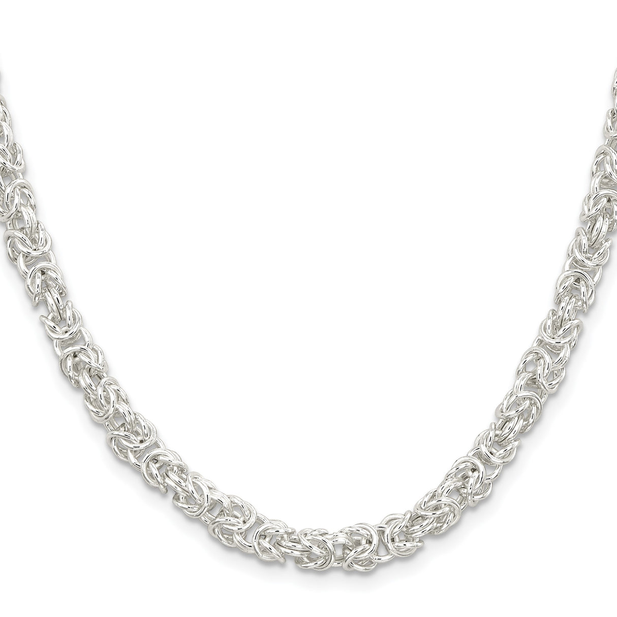 925 White Gold 5.5 mm Polished Chain Necklace, Solid
