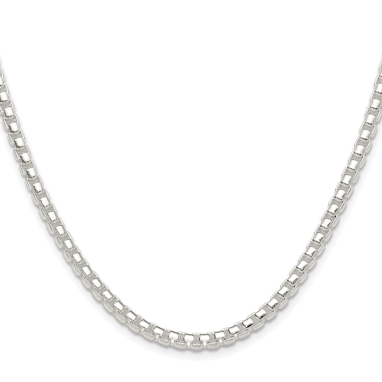 925 White Gold 4 mm Box Chain Necklace, Polished