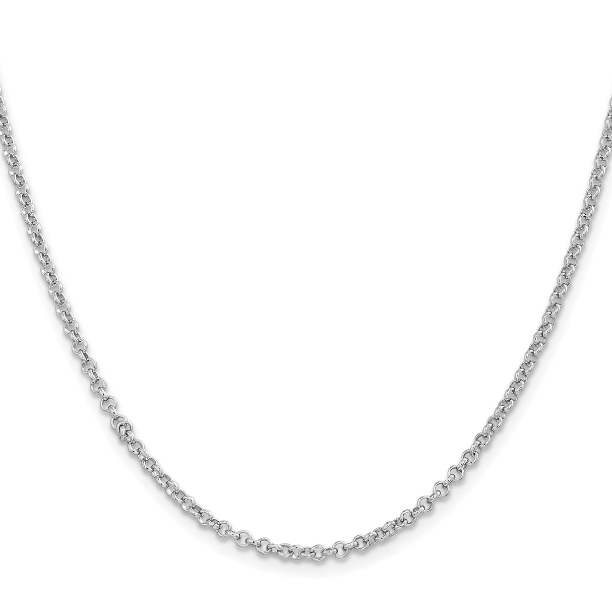 925 White Gold 2.8 mm Polished Chain Necklace, Solid