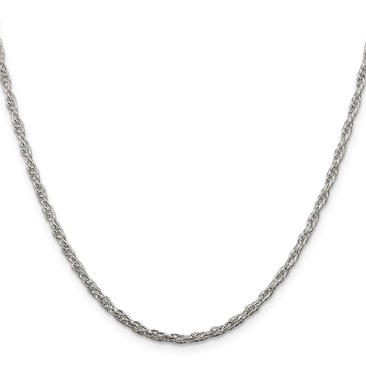 925 White Gold 2.5 mm Rope Chain Necklace, Polished