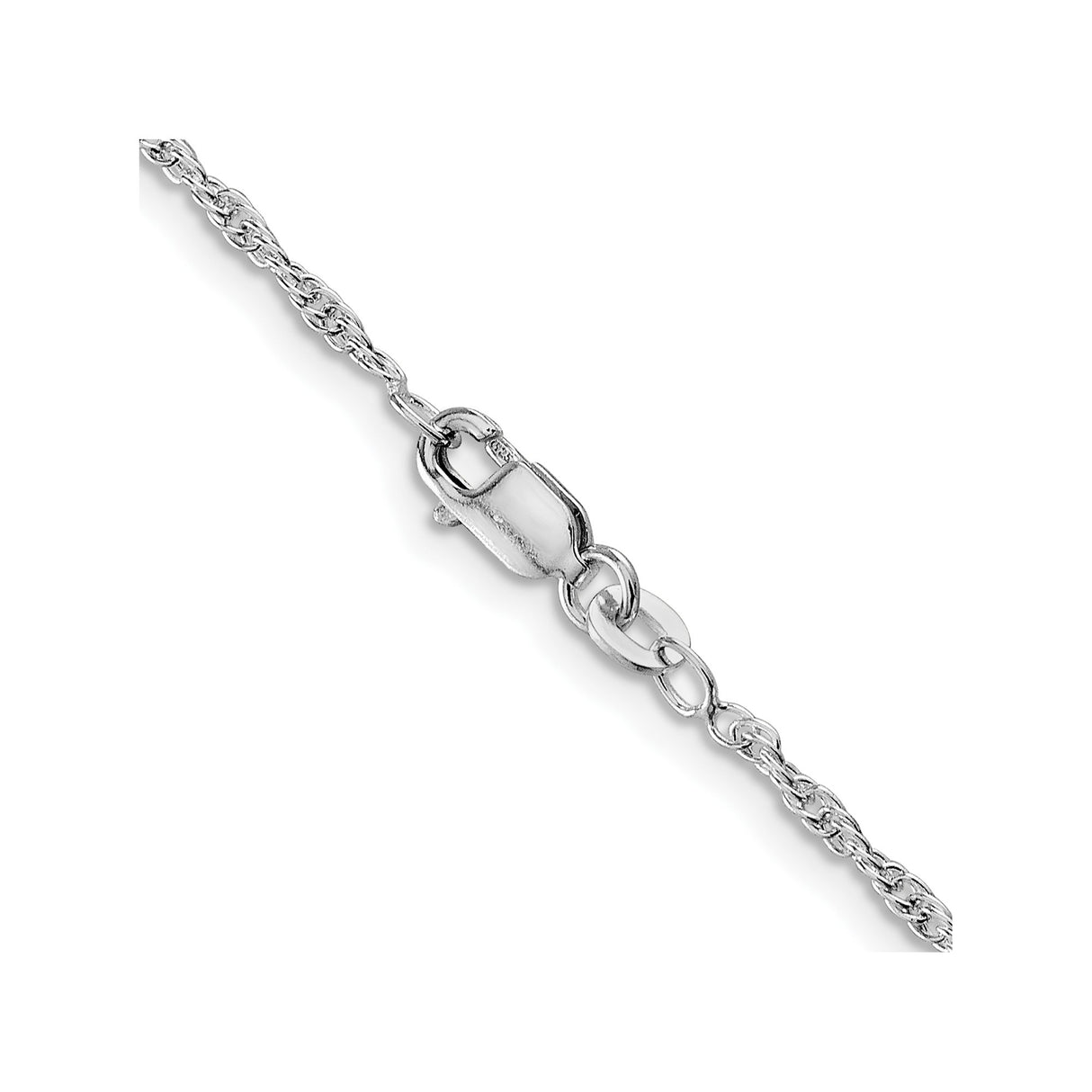 925 White Gold 2 mm Rope Chain Necklace, Polished alternate angle