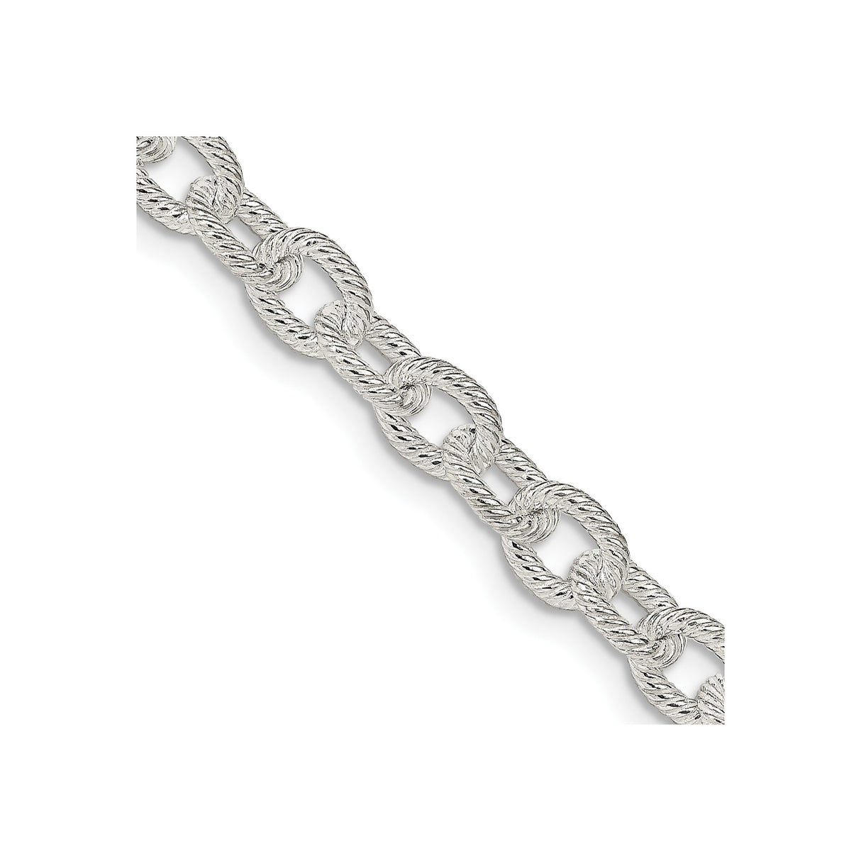 925 White Gold 6.25 mm Polished Chain Necklace, Solid detail view