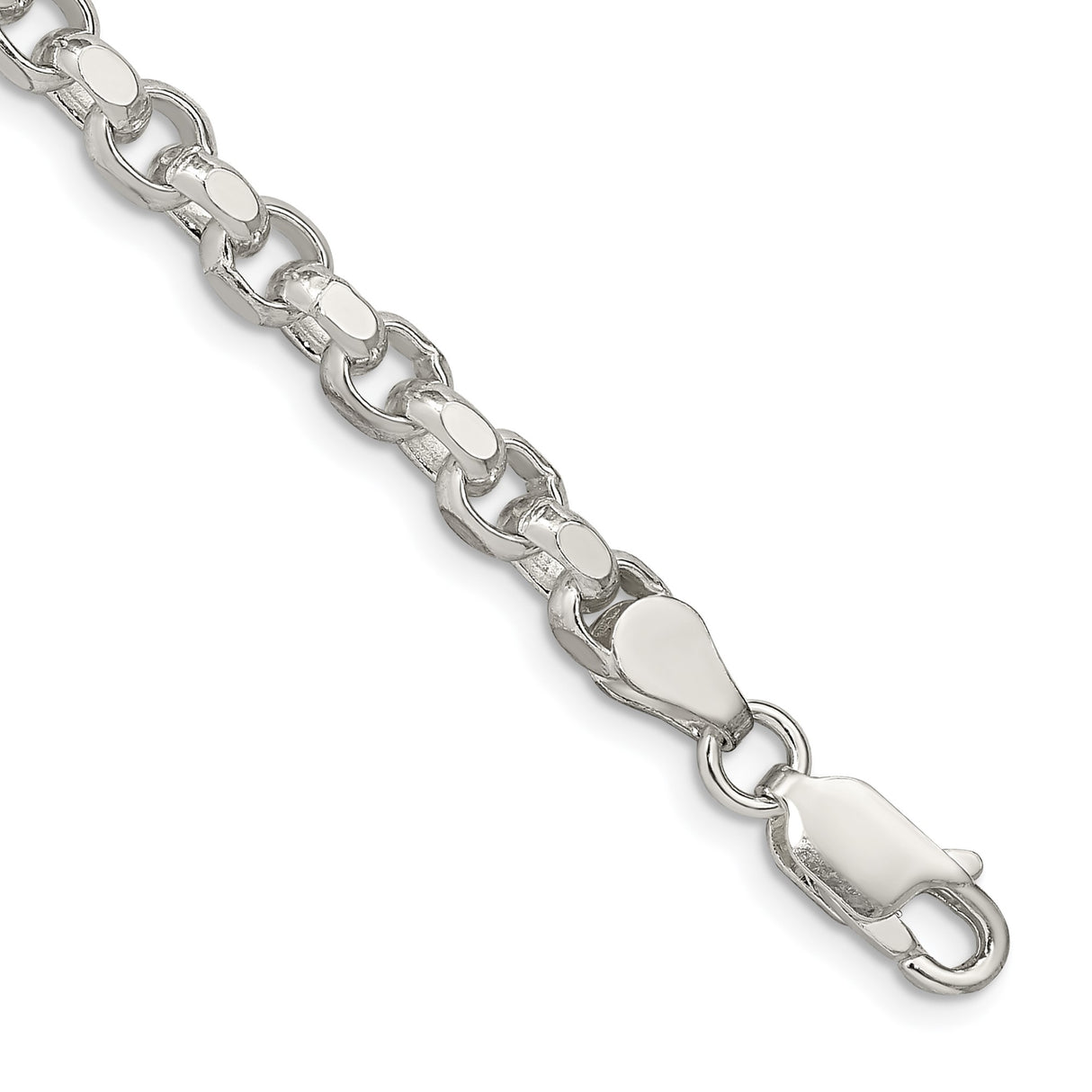 925 White Gold 4 mm Polished Chain Bracelet, Solid shown for scale
