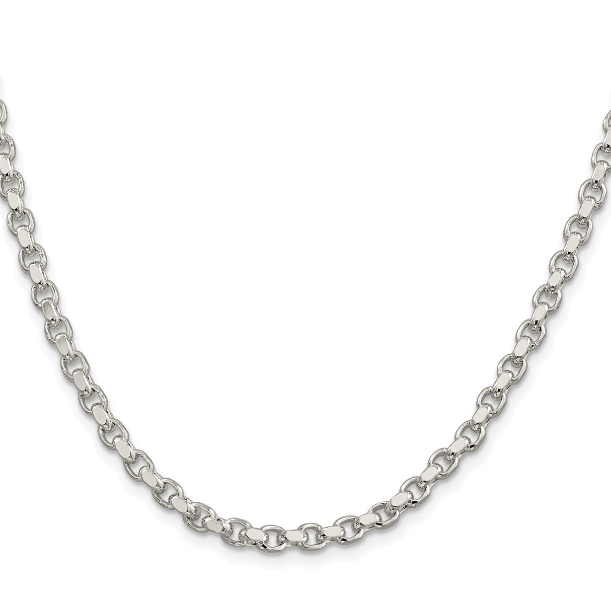 925 White Gold 4 mm Polished Chain Necklace