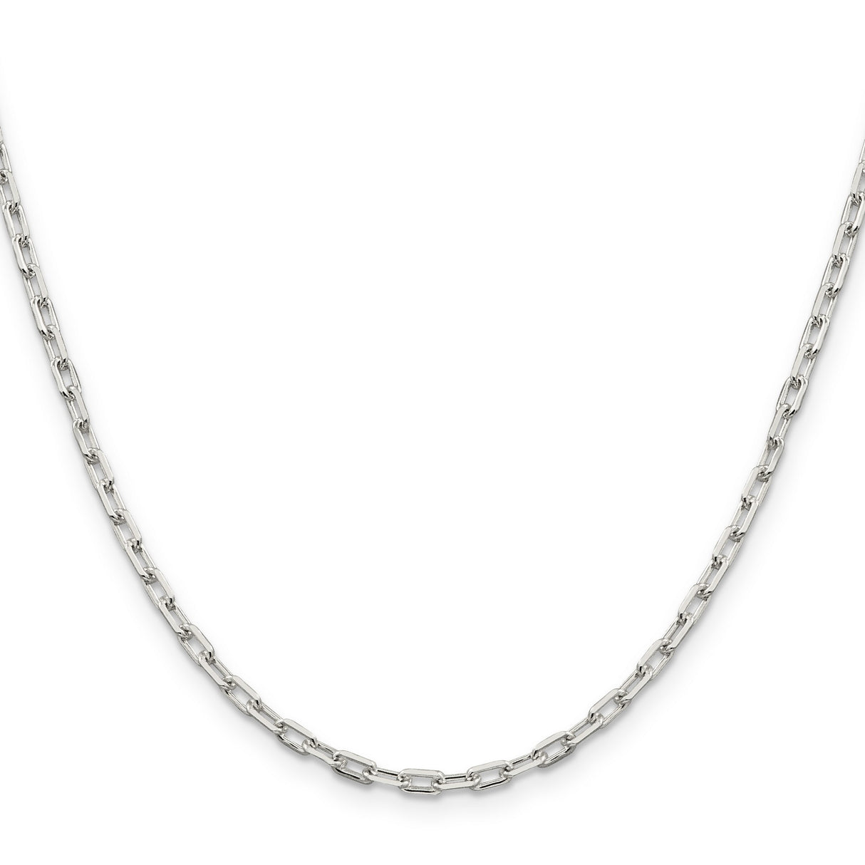 925 White Gold 2.75 mm Polished Chain Necklace, Solid
