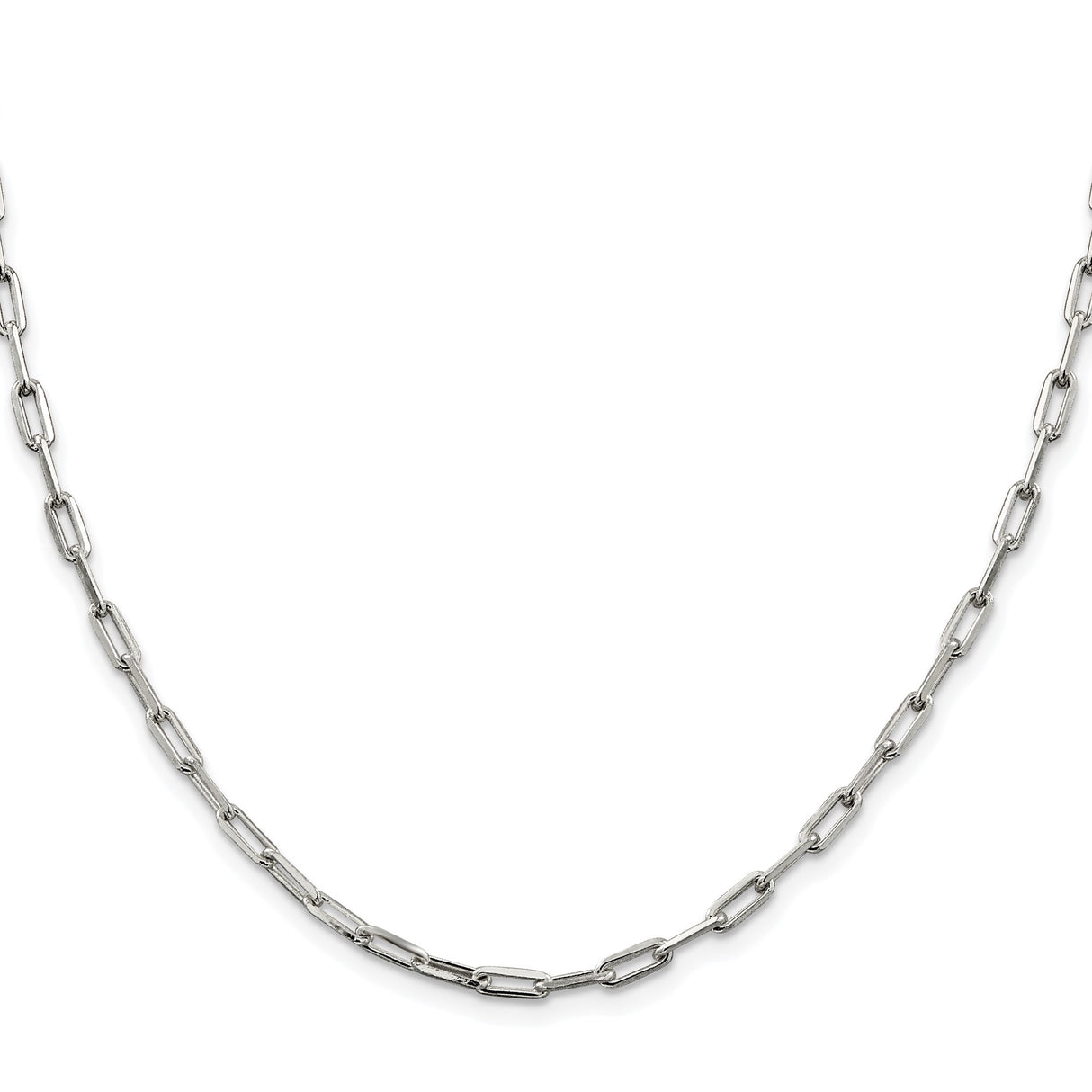 925 White Gold 3.25 mm Polished Chain Necklace