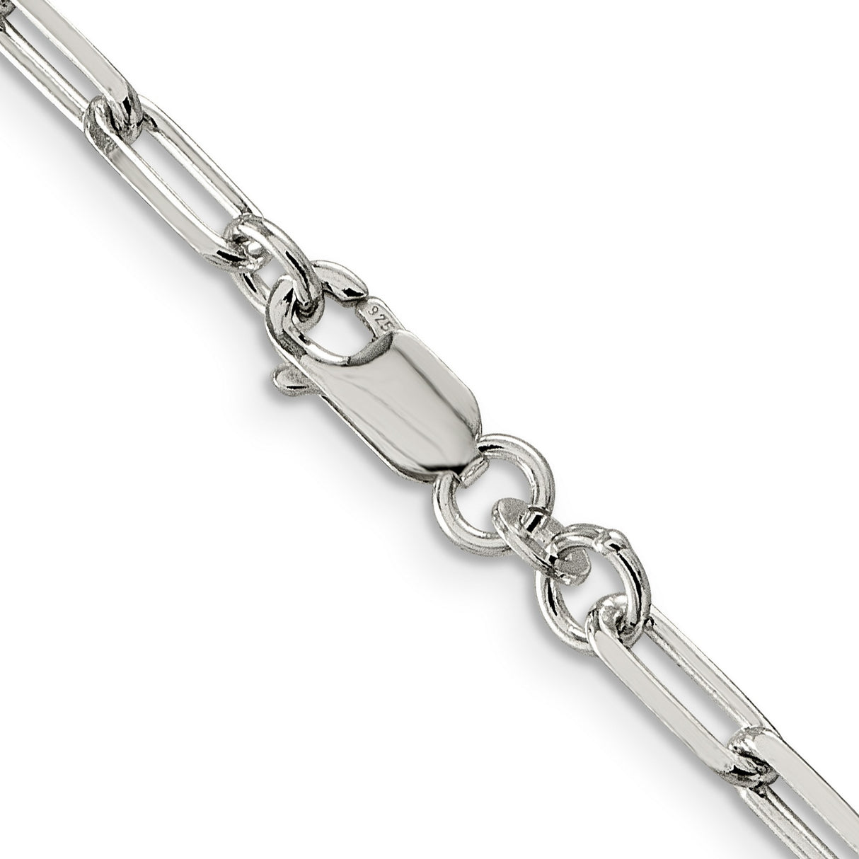 925 White Gold 4.25 mm Polished Chain Necklace, Solid alternate angle