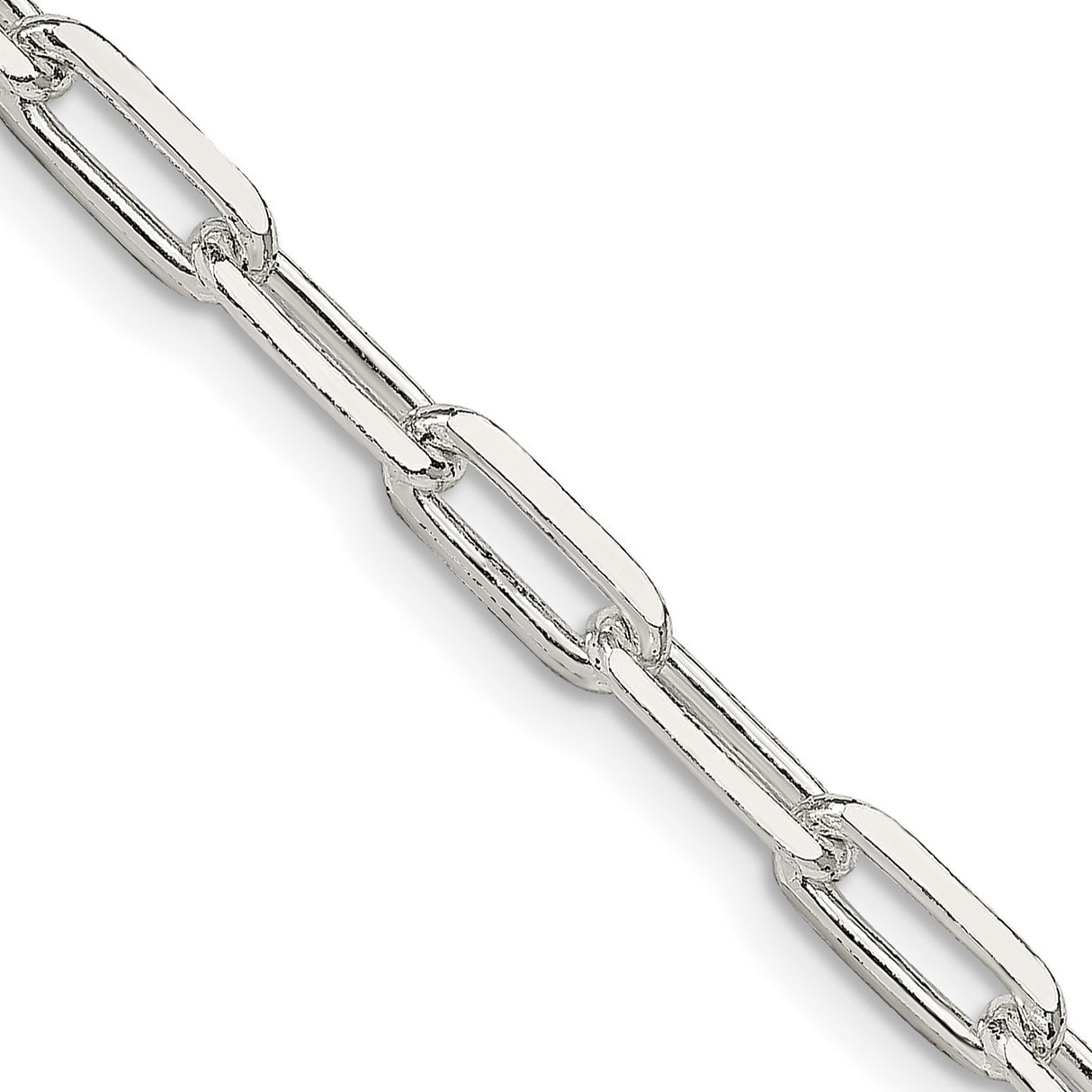 925 White Gold 4.25 mm Polished Chain Necklace, Solid detail view